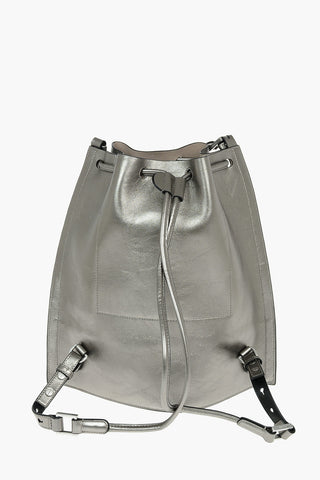 removable shoulder strap metallic leather ALPHA backpack