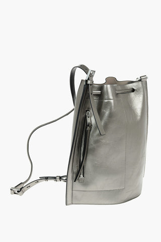 removable shoulder strap metallic leather ALPHA backpack