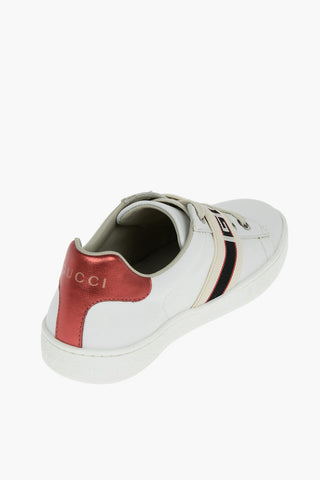 Logoed Elastic Band Leather Sneakers