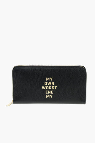Textured Leather Wallet with Writing