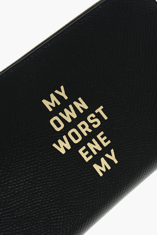 Textured Leather Wallet with Writing