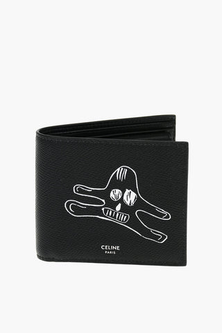 front printed textured leather wallet