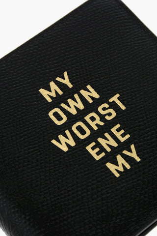 Textured Leather Wallet with Writing