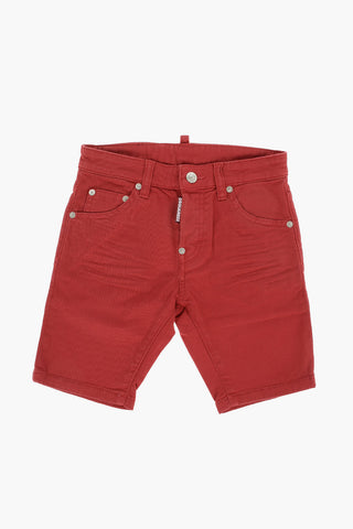 Shorts in denim stretch a tinta unita