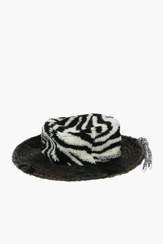 animal printed faux fur hat