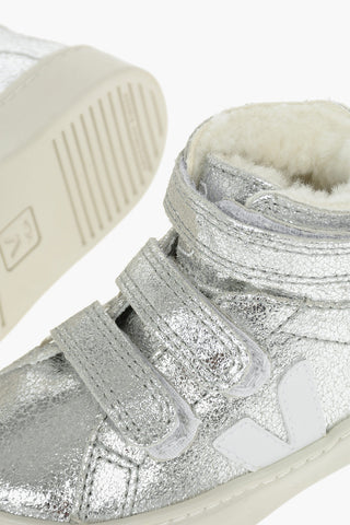 Fur inner metallic leather high top sneakers