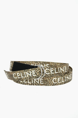 30mm animal printed fabric belt with leather trimmings