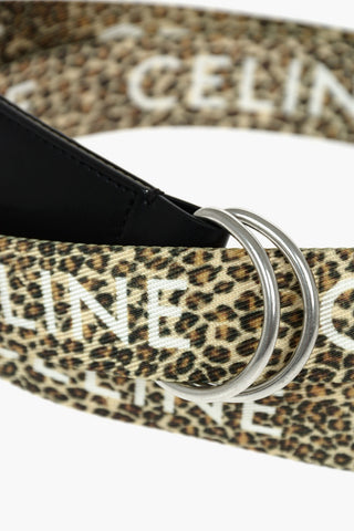 30mm animal printed fabric belt with leather trimmings