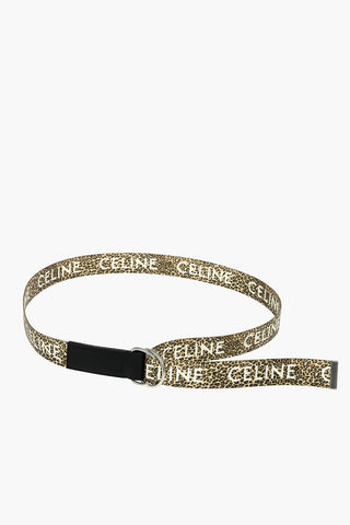 30mm animal printed fabric belt with leather trimmings