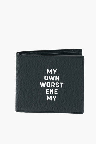 Textured Leather Wallet with Writing