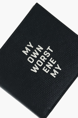 Textured Leather Wallet with Writing