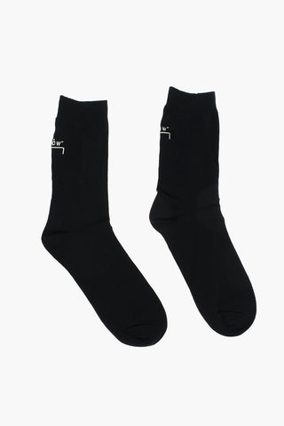 Ribbed Logoed Socks