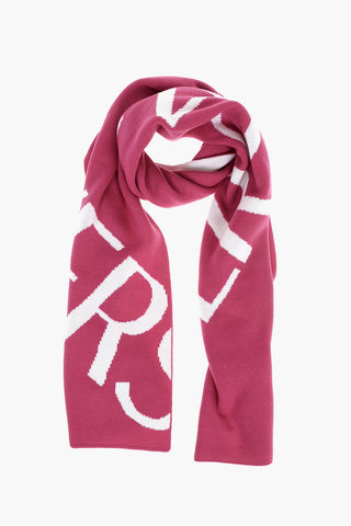 logo embroidered wool scarf