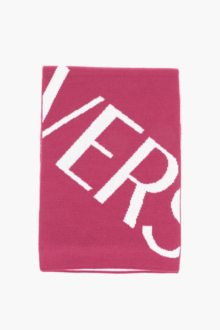 logo embroidered wool scarf
