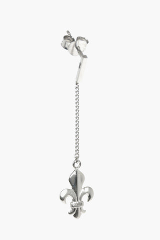 Orecchino singolo in argento con pendente Fleur De Lys