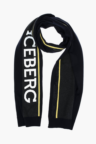 logo embroidered virgin wool scarf
