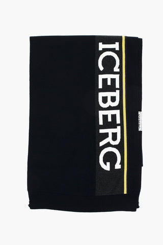 logo embroidered virgin wool scarf