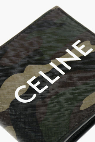logo printed camouflage leather wallet
