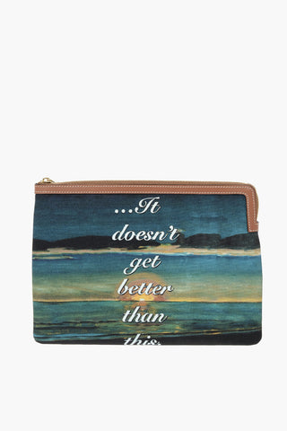Printed Pouch with Faux Leather Trim