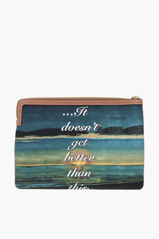 Printed Pouch with Faux Leather Trim