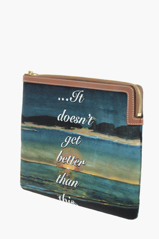 Printed Pouch with Faux Leather Trim