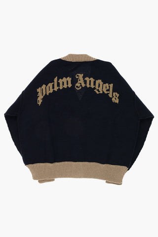 V-Neck Cardigan with Teddy Embroidery