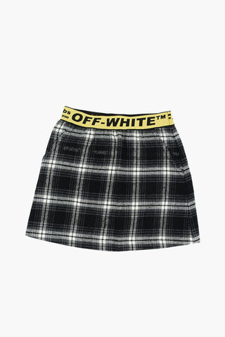 logoed waist band tartan motif skirt