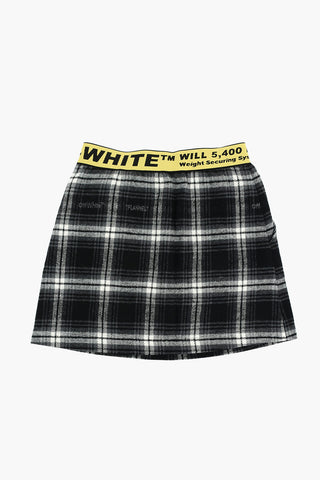 logoed waist band tartan motif skirt