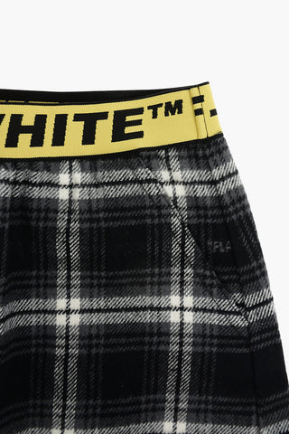 logoed waist band tartan motif skirt