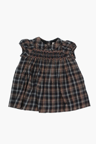 tartan-motif short sleeve dress