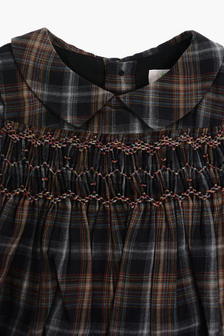 tartan-motif short sleeve dress