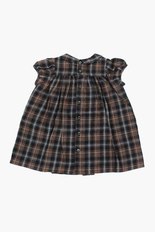 tartan-motif short sleeve dress