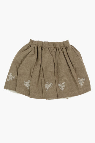 Heart Embroidered JUPE BRODEE SUZON Flared Skirt