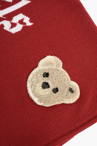 Teddy Embroidered Virgin Wool Scarf
