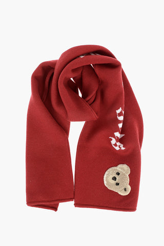 Teddy Embroidered Virgin Wool Scarf