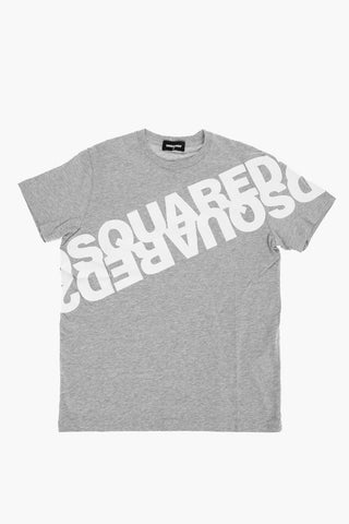 logo printed solid color crew-neck t-shirt