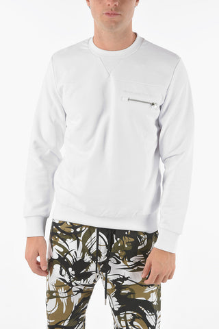 Embossed Logoed S-CORINNE Crewneck Sweatshirt with Breast Pocket
