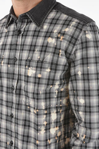 Checkered S-MOON-CHECK Shirt with Denim Detailing