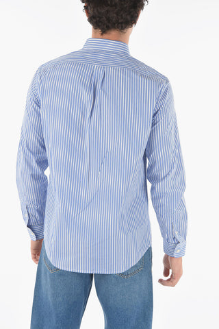 Unbalanced Striped S-MOI-R-STR Shirt with Embroidered Logo