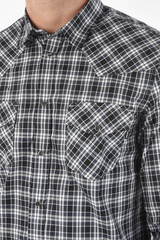 Plaid Checkered S-EAST-LONG-O Shirt with Double Breast Pocket