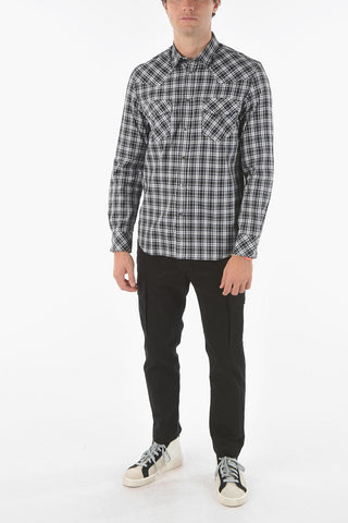 Plaid Checkered S-EAST-LONG-O Shirt with Double Breast Pocket