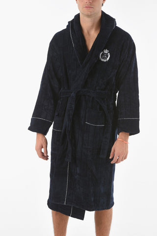 ID Hooded Bathrobe with Logo Embroidery