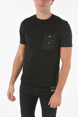 Crewneck T-TASK-SLITS T-shirt with Breast Pocket