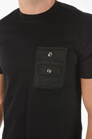 Crewneck T-TASK-SLITS T-shirt with Breast Pocket