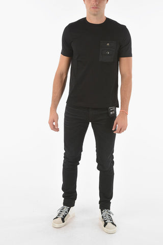 Crewneck T-TASK-SLITS T-shirt with Breast Pocket