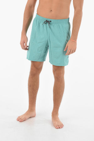 SWIM Solid-Color Boxer Swimsuit with Elastic Waist