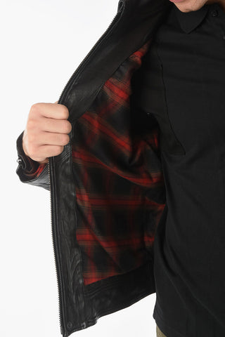 Giubbotto in Pelle L-LUC con Zip a Scomparsa