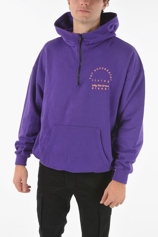 Printed S-UMMERZ Half-zip Hooded Sweatshirt with Maxi Pocket