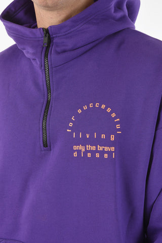 Printed S-UMMERZ Half-zip Hooded Sweatshirt with Maxi Pocket