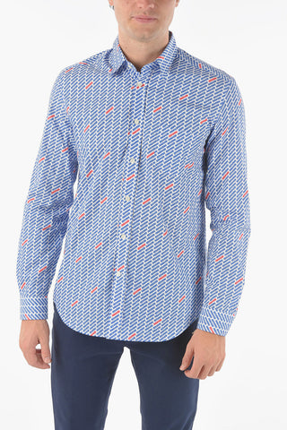 Camicia S-VEN-MOHAWK in Poplin di Cotone con Stampa Monogram